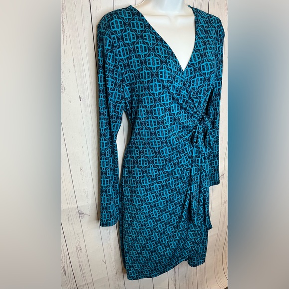 41 Hawthorn Stitch Fix Dress Womens Large Blue Julie Knit Faux Wrap Long Sleeve - Picture 4 of 8